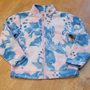 Eddie Bauer Girls Fleece Zip-up Pink Blue XS 5/6